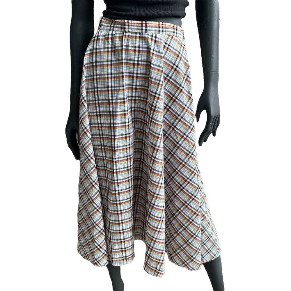Vintage Plaid Skirt Academia Preppy Rockabilly Cotton Blend A-line